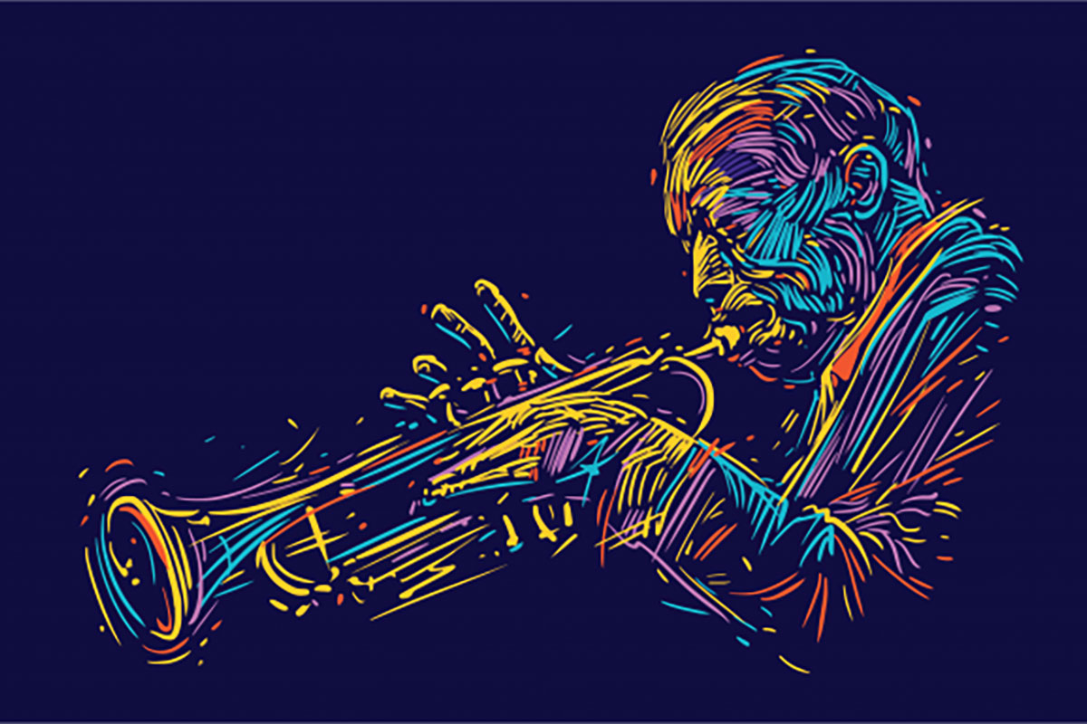 Jazz trumpet player illustration.