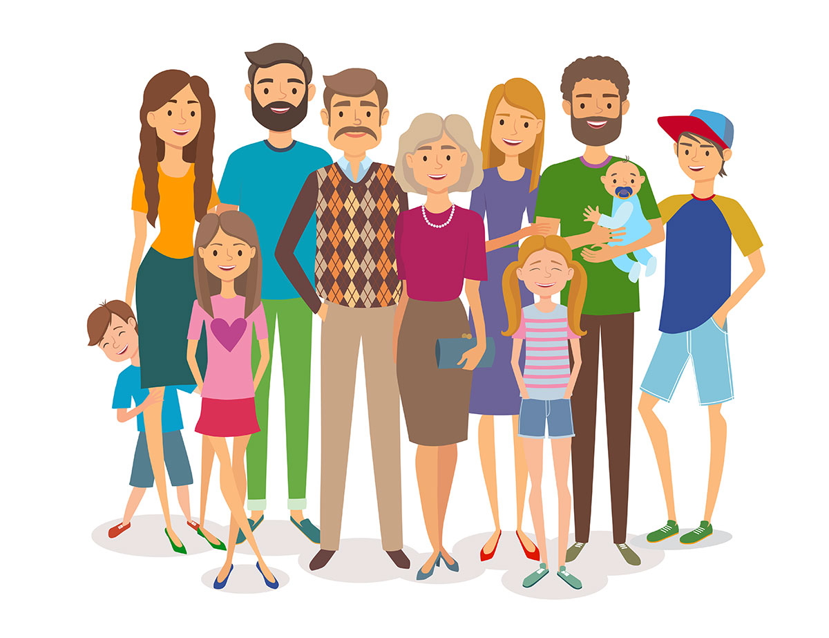 Multigenerational family illustration.