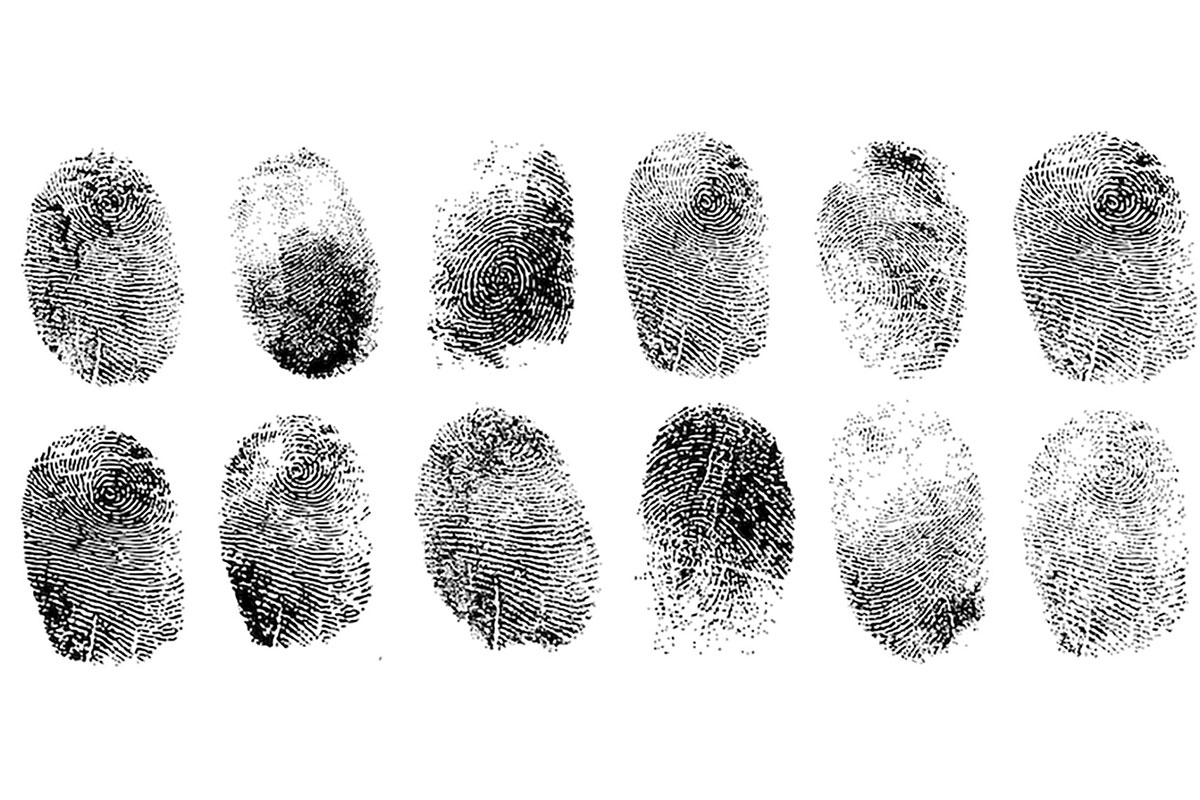 Inked fingerprints.