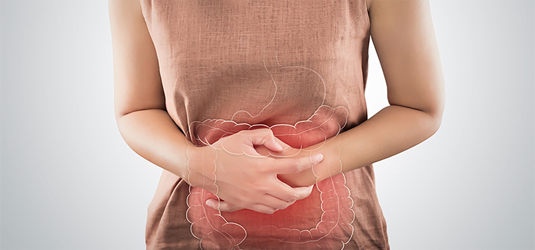 Woman with a large intestine.